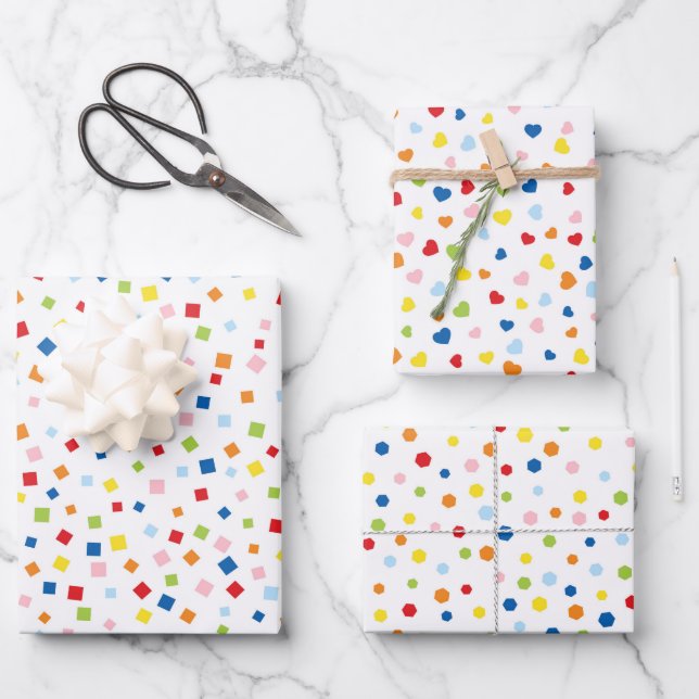 Feuille De Papier Cadeau Célébration de confettis (Recto)