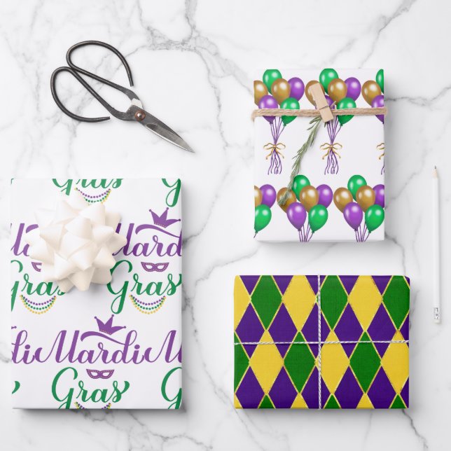 Feuille De Papier Cadeau Célébration de Mardi Gras  (Recto)