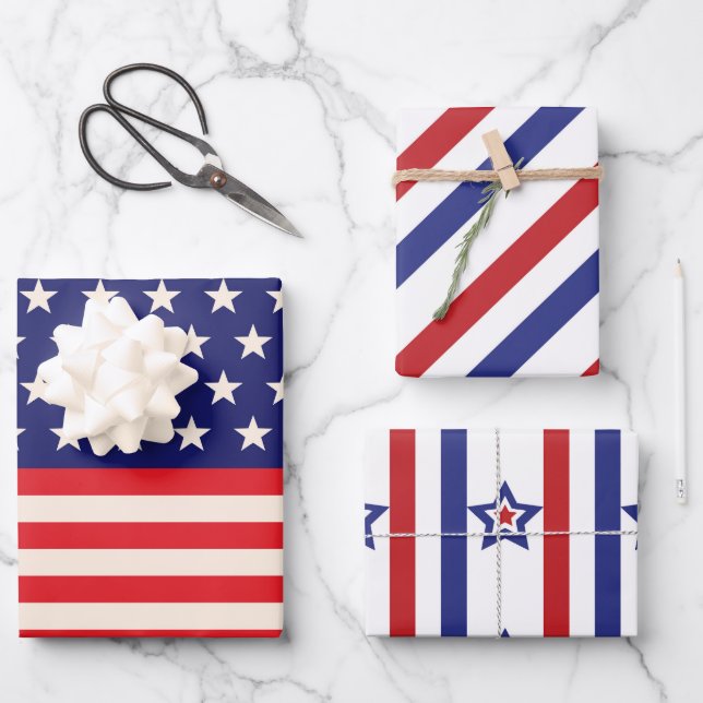 Feuille De Papier Cadeau Célébration du 4 juillet  (Recto)