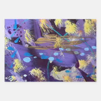 Feuille De Papier Cadeau Celebratory Purple and Gold