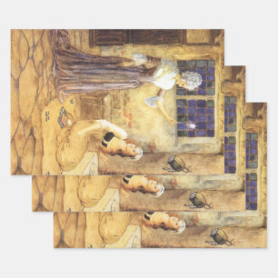 Feuille De Papier Cadeau Cendrillon de conte de fée vintage avec la fée mar