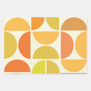 Feuille De Papier Cadeau Cercles modernes abstraits du milieu du siècle ora