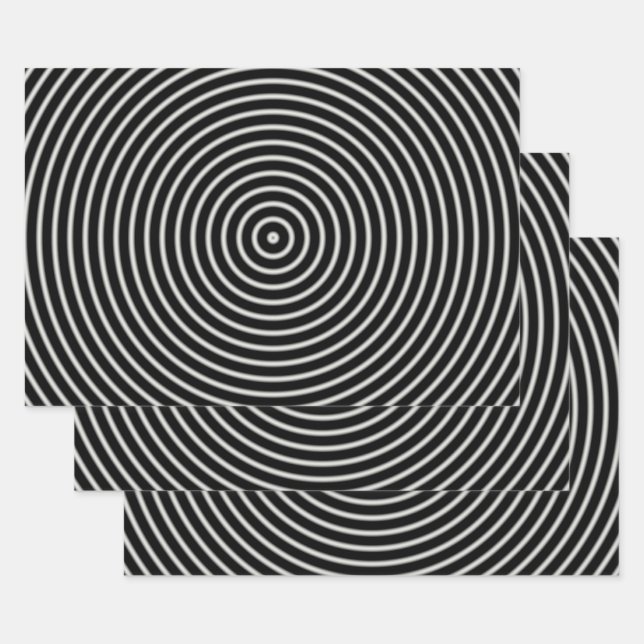 Feuille De Papier Cadeau Cercles Noirs Et Blancs (Lot)