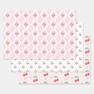 Feuille De Papier Cadeau Cerise sur le dessus aquarelle rose coquette Baby 