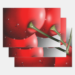 Feuille De Papier Cadeau Cerises avec gouttes de ragoût