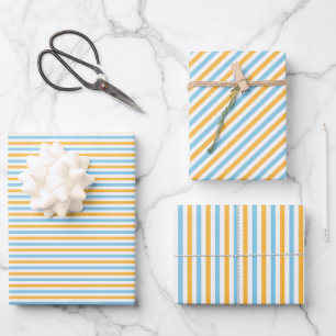 Feuille De Papier Cadeau Chaleureux Jaune et Bleu Ciel