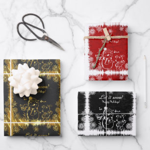 Feuille De Papier Cadeau Chalk Snowman - Laisser neiger