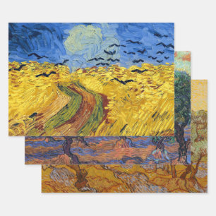 Feuille De Papier Cadeau Champ de blé de Van Gogh peinture impressionniste