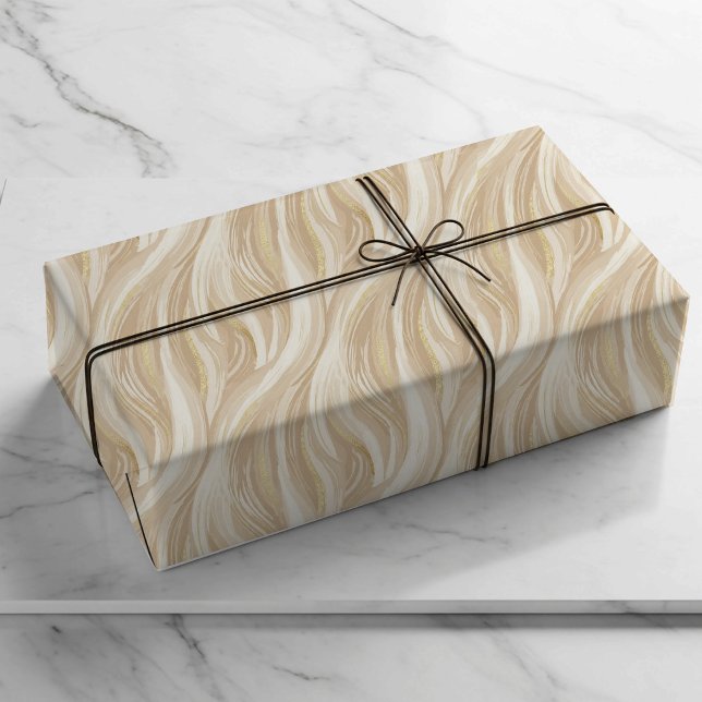 Feuille De Papier Cadeau Champagne Beige Personnalisé Élégant Mariage  (Créateur téléchargé)