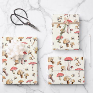 Feuille De Papier Cadeau Champignons de bois Ivory Nature Cottagecore