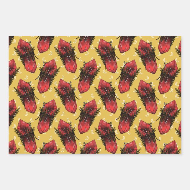 Feuille De Papier Cadeau Champignons et cristaux (Devant)