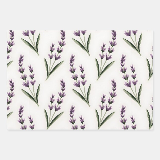 Feuille De Papier Cadeau Champs de Lavande  (Devant)