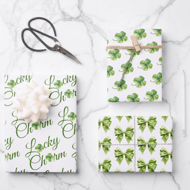 Feuille De Papier Cadeau Chance chanceuse trèfle St. Patrick's Day Baby sho (Recto)