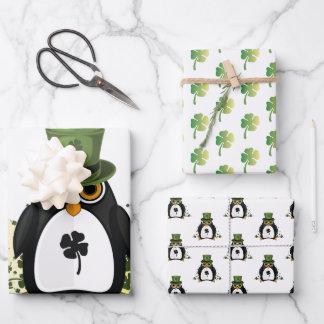 Feuille De Papier Cadeau Chanceux Manchot Shamrock St. Patrick's Day