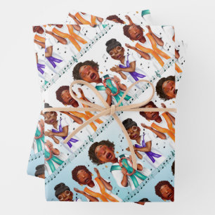Feuille De Papier Cadeau Chanteur afro-américain