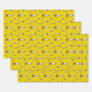 Feuille De Papier Cadeau Chanteur de menuiserie scie amusant Jaune