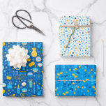 Feuille De Papier Cadeau Chanukah Ensemble mixte d'étoiles juives Dreidel b<br><div class="desc">Parfois, vous n'avez que quelques articles à emballer pour Chanukah, et vous ne voulez pas acheter un énorme rouleau de papier d'emballage Chanukah qui restera dans votre placard pendant des années. Cette sélection de trois feuilles d'emballage Chanukah est parfaite pour envelopper quelques cadeaux. Trois feuilles séparées de papier d'emballage pour...</div>
