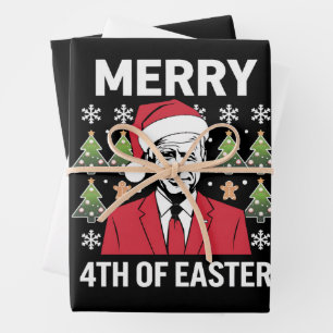 Feuille De Papier Cadeau Chapeau de Noël de Joe Biden Santa Merry 4ème de P