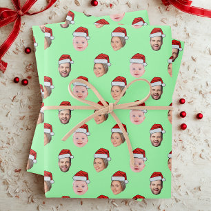 Feuille De Papier Cadeau Chapeau de Père Noël à Visage Personnalisé Cadeau