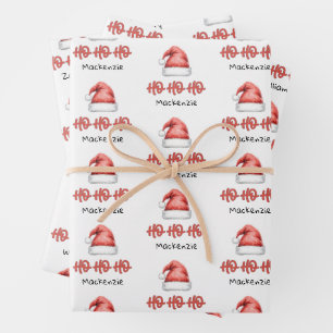 Feuille De Papier Cadeau Chapeau de Père Noël personnalisé Ho Ho Ho Noël Fe