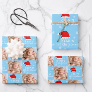 Feuille De Papier Cadeau Chapeau de Père Noël pour photo de 1er Noël de béb