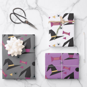 Feuille De Papier Cadeau Chapeau de sorcière d'Halloween Bonbons Orange Noi
