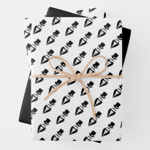 Feuille De Papier Cadeau Chapeau Haut-de-Forme Moustache Smoking Mariage