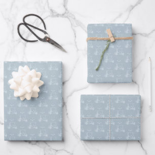 Feuille De Papier Cadeau Chariots de golf et clubs tonals sur gris pastel a