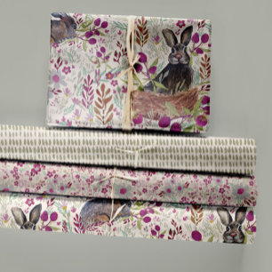 Feuille De Papier Cadeau Charmante Lapins Dans Les Paniers Mer Découpage De