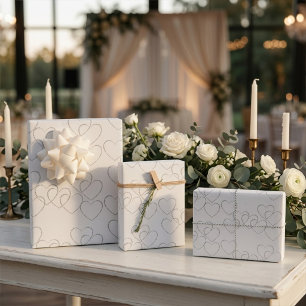 Feuille De Papier Cadeau Charms en forme de cœur décoratifs élégants en arg