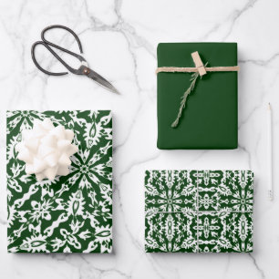 Feuille De Papier Cadeau Chasseur Motif vert et blanc