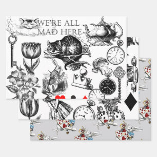 Feuille De Papier Cadeau Chat de Cheshire classique alice au pays des merve