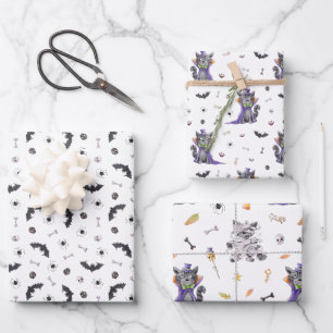 Feuille De Papier Cadeau Chat drôle d'Halloween