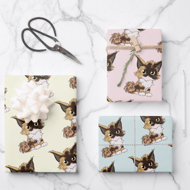 Feuille De Papier Cadeau Chat maine coon (Recto)