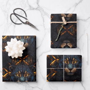 Feuille De Papier Cadeau Chat Panthère noire sauvage