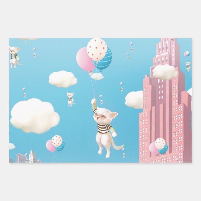 Feuille De Papier Cadeau Chatons Skyward (Devant)
