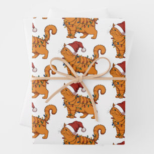 Feuille De Papier Cadeau Chats drôles Noël Chat Maman Amoureux Animaux Xmas