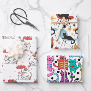 Feuille De Papier Cadeau Chats en jeu
