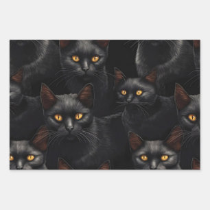 Feuille De Papier Cadeau Chats noirs
