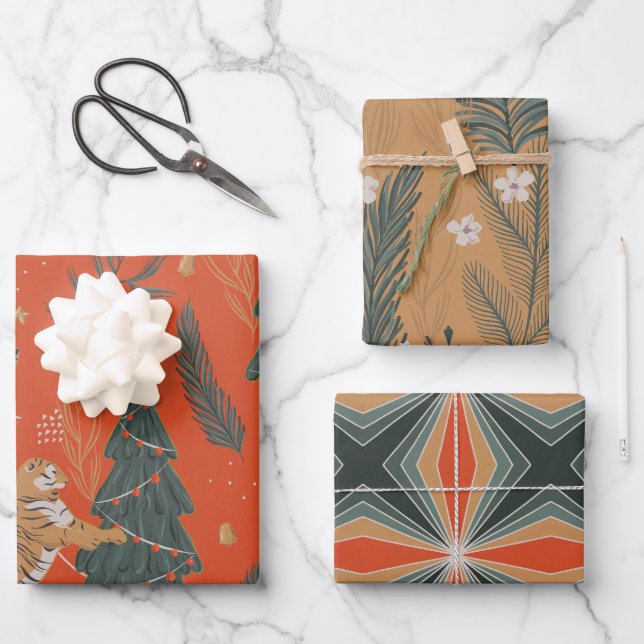 Feuille De Papier Cadeau Cheetah Festive Gem Tone (Recto)