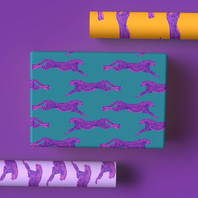 Feuille De Papier Cadeau Cheetah rose chaud brillant et gras (Créateur téléchargé)