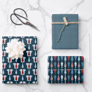 Feuille De Papier Cadeau Chemise bleue et cravate pour la fête des pères