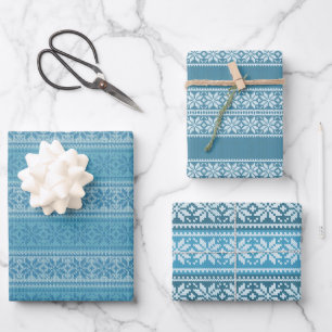 Feuille De Papier Cadeau Chemise de Noël bleue laide