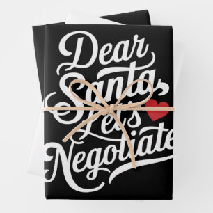 Feuille De Papier Cadeau Cher Père Noël Négocions Drôle Cadeau de Noël