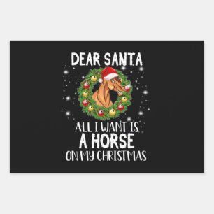 Feuille De Papier Cadeau Cher Père Noël, Tout Ce Que Je Veux, C'Est Un Chev