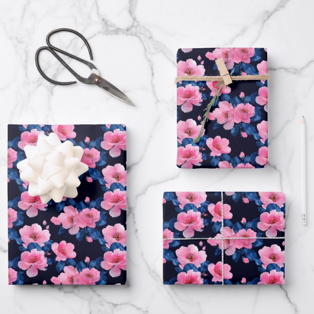Feuille De Papier Cadeau Cherry Blossom Floral (Recto)