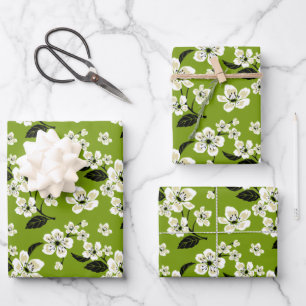 FEUILLE DE PAPIER CADEAU CHERRY BLOSSOM - SAKURA (MATCHA GREEN)
