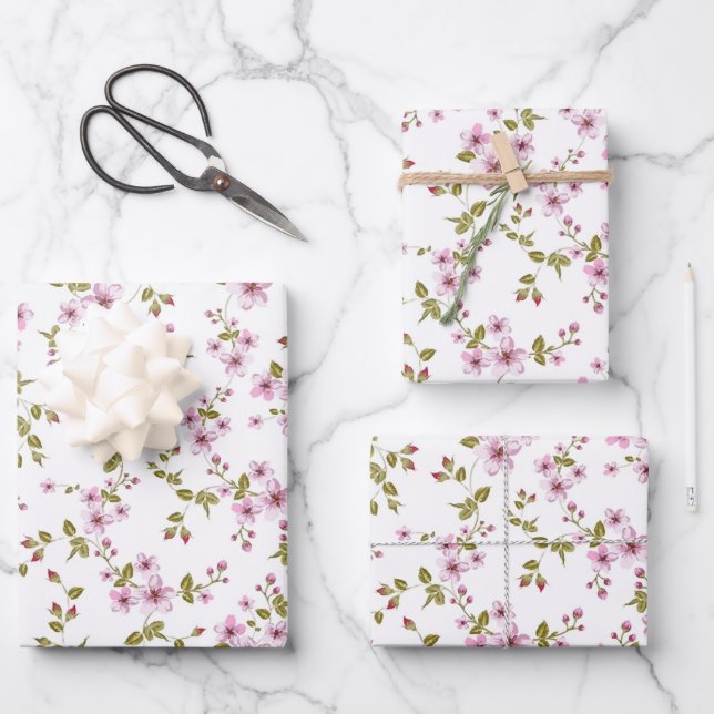 Feuille De Papier Cadeau Cherry blossom seamless pattern (Recto)