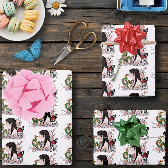Feuille De Papier Cadeau Cherry Blossoms Fairy Dragon Amitié (Créateur téléchargé)