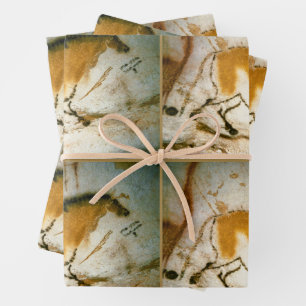 Feuille De Papier Cadeau Cheval chinois, peintures rupestres de la grotte d
